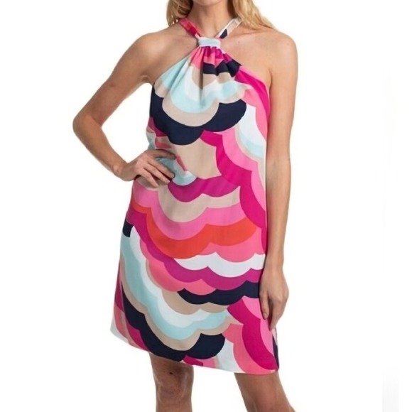 Trina Turk Women's S Halter Shift Dress Bright Multicolor Sleeveless Tie Back - Picture 1 of 13